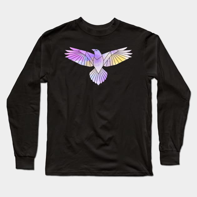 Watercolor Eagle Raven Crow Bird Animals Nature Pets Zoo Gift Long Sleeve T-Shirt by twizzler3b